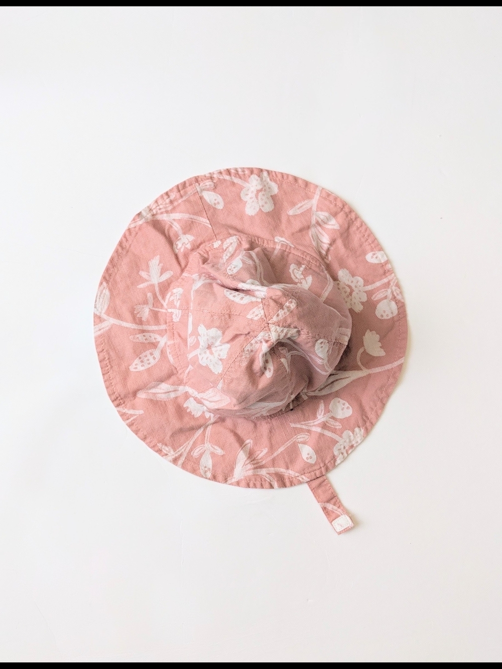 Carter's Pink Floral Bucket Sun Hat with Chin Strap